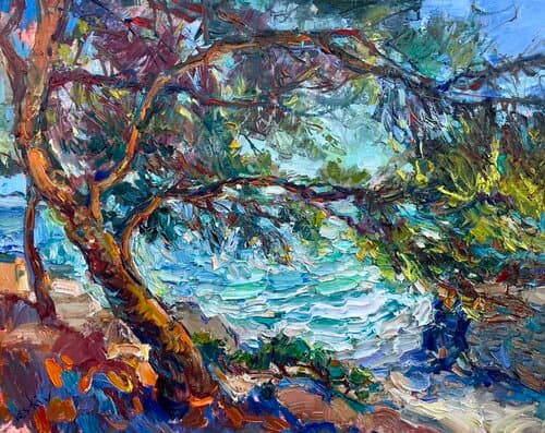 Sous les pins - Huile sur Lin, 72 x 92 cm, 2025 - Olena Vaskiv