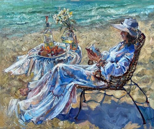 Après-midi français - Huile sur Lin, 100 x 120 cm, 2022 - Olena Vaskiv