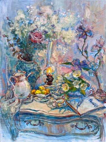 Les fleurs c'est la vie - Acrylique, Huile sur Lin, 120 x 100 cm, 2025 - Olena Vaskiv