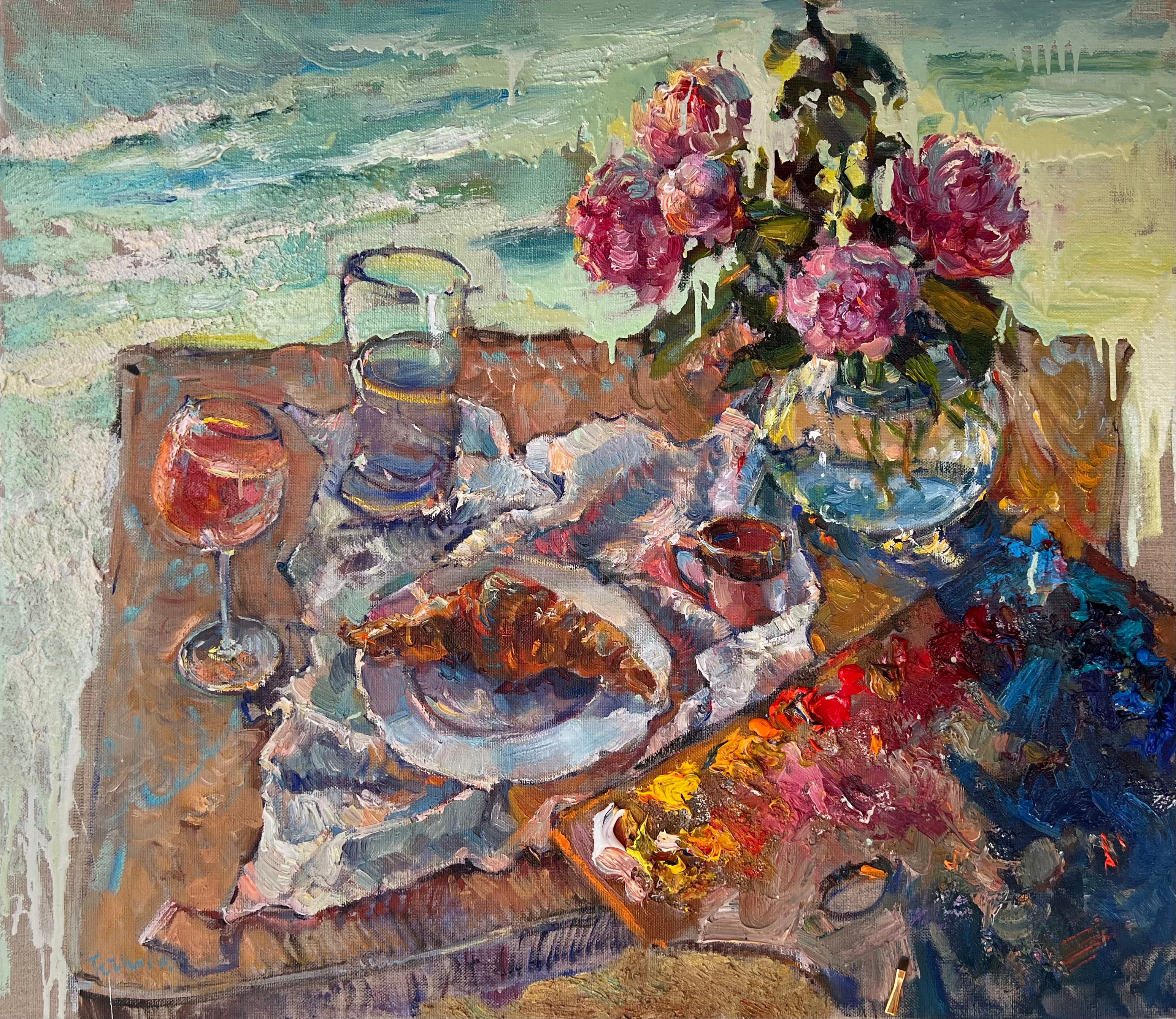 Mes ingrédients pour le bonheur - Huile sur Lin, 70 x 80 cm, 2022 - Olena Vaskiv